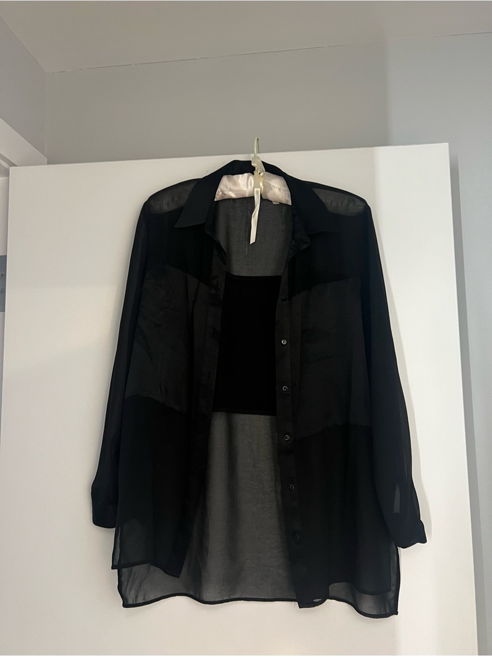 Black Sheer Button-Up Shirt